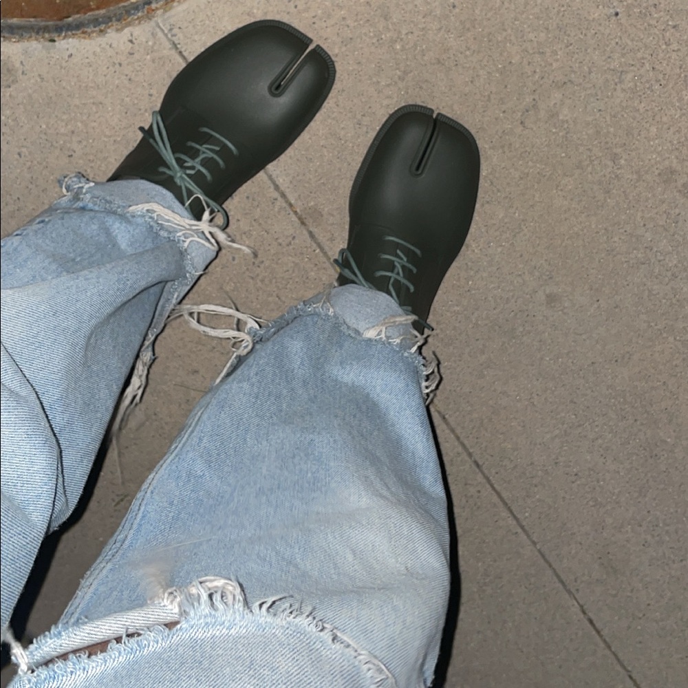 Maison Margiela rubber derby tabi avion green size 38 womens